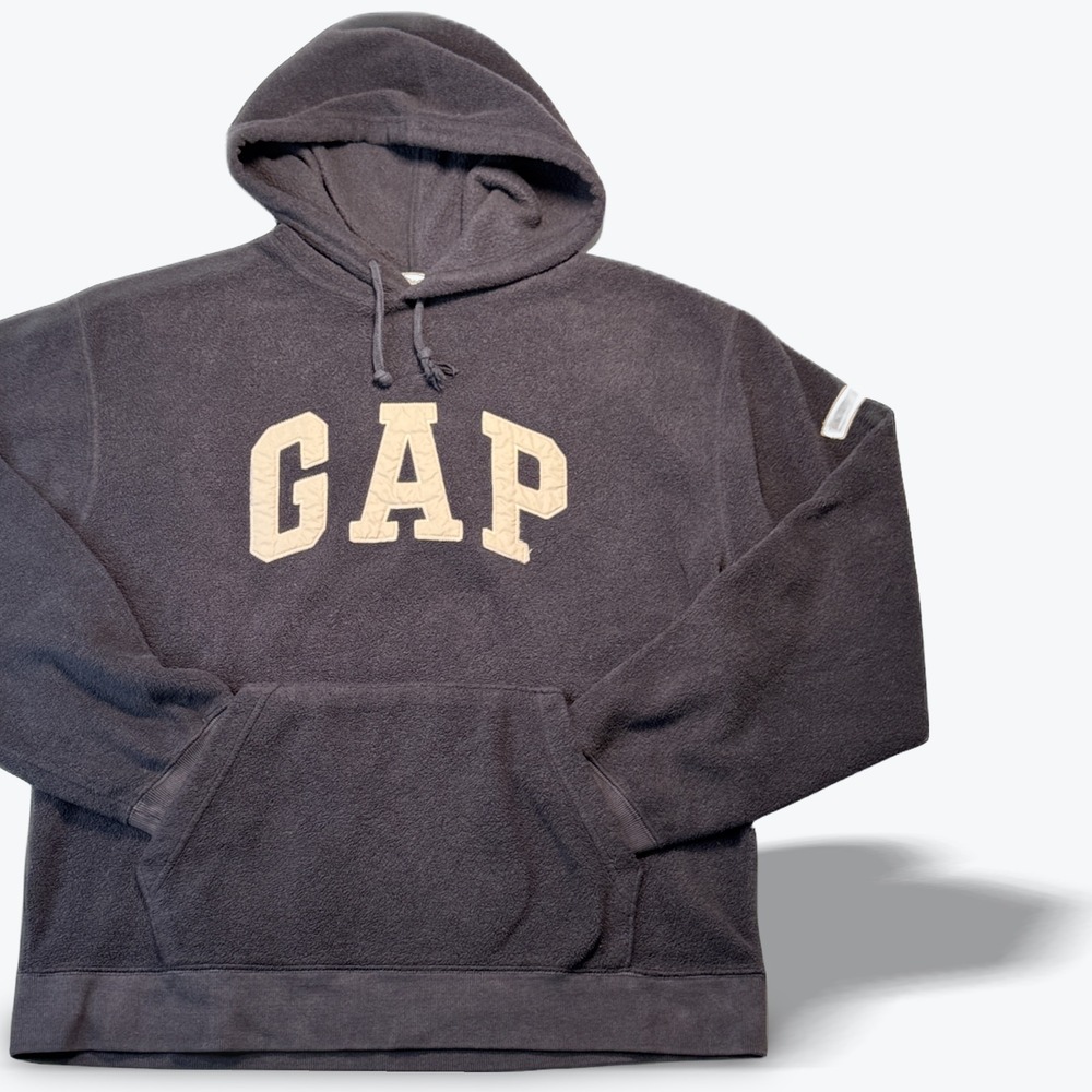 Vintage Gap Big Logo Fleece Hoodie Navy Blue 2003 Mens Medium Y2K Pullover